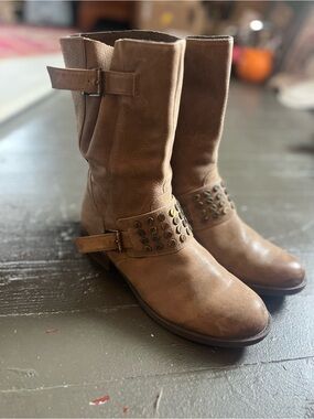 Jessica Simpson Skylar Taupe Studded Ankle Boots